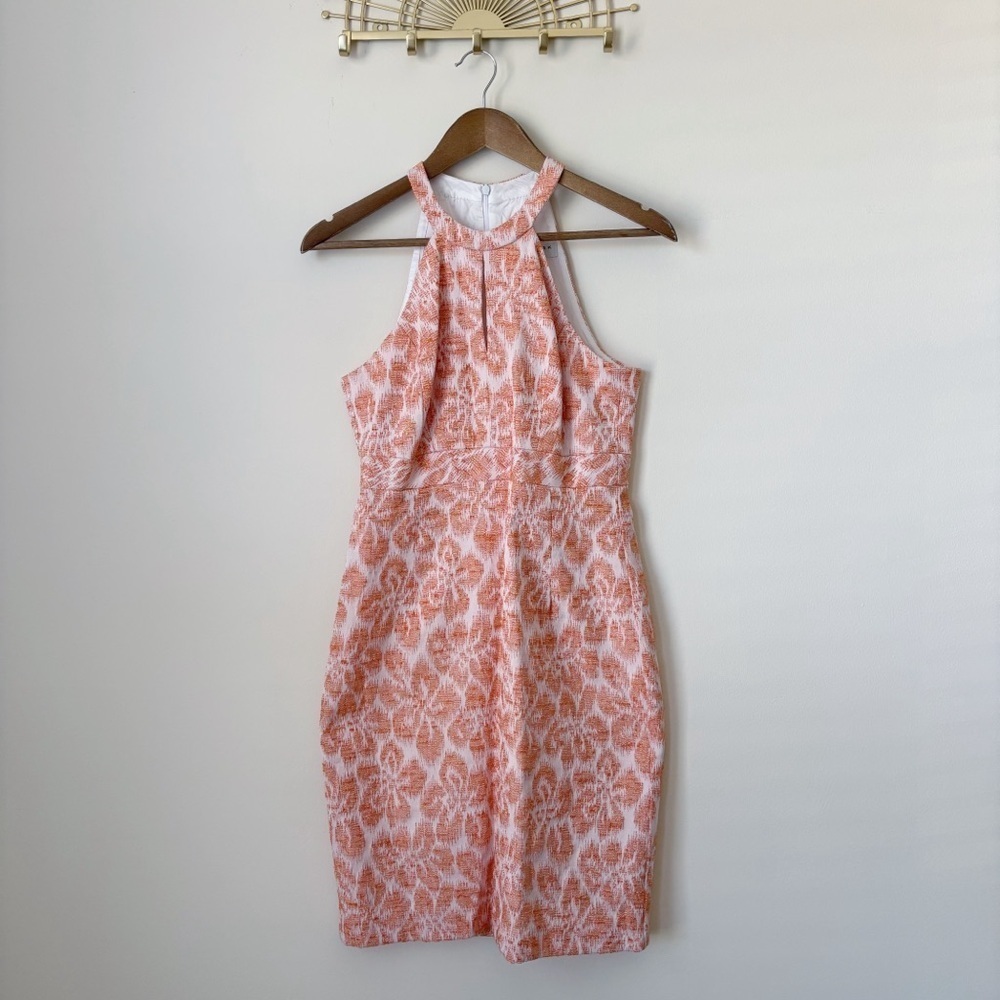Trina Turk Floral Print Jacquard Halter Cocktail Dress Sz 4
